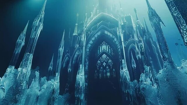 Frozen palace rises from icy depths footage