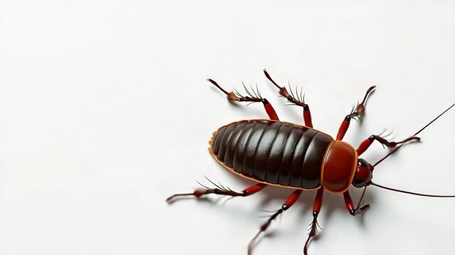  Detailed 3D cockroach insect isolated on white background, symbolizing survival and adaptability