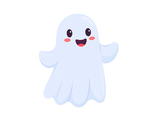 Cute cartoon ghost isolated on white