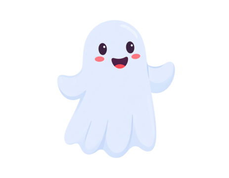 Cute cartoon ghost isolated on white