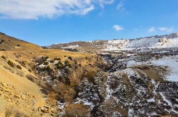 Hrazdan river gorge near Solak in winter (Kotayk province, Armenia)	
