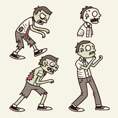 Naklejka premium -hand-drawn-flat-halloween-zombies-collection (1).eps