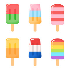 Colorful popsicles set. Vector illustration