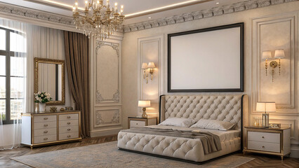 Elegant Master Bedroom Classic Decor Luxurious Furnishings A Blank Canvas for Your Dream Space