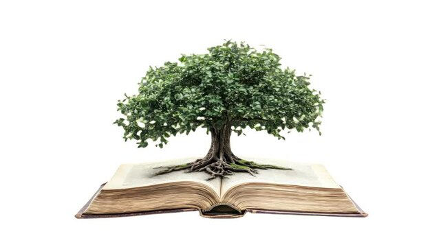 Knowledge grows like trees animation isolated asset, transparent 4K video, alpha channel, ProRes 4444