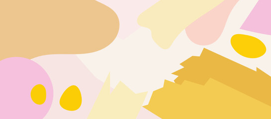 Abstract Pastel Shapes Yellow, Pink, and Beige Egg Design