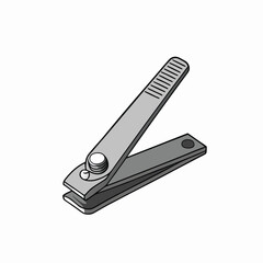 Vector illustration of a nail clipper isolated on a white background in grayscale