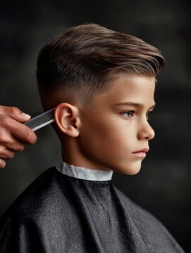 Stylish Child Portrait with Crew Cut and Personal Grooming Touch