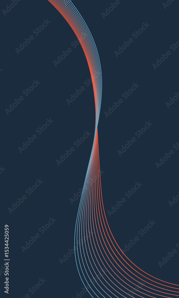Poster abstract glowing wave lines on dark blue background. dynamic wave pattern. modern flowing wavy lines