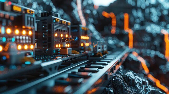 Industrial technology displaying digital servers and equipment