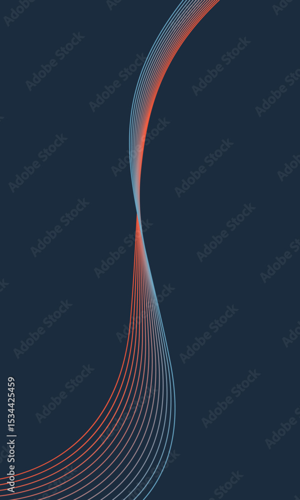 Aufkleber abstract glowing wave lines on dark blue background. dynamic wave pattern. modern flowing wavy lines