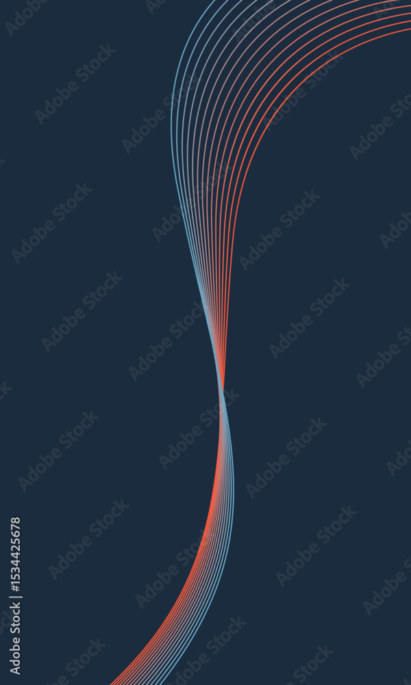 Poster abstract glowing wave lines on dark blue background. dynamic wave pattern. modern flowing wavy lines