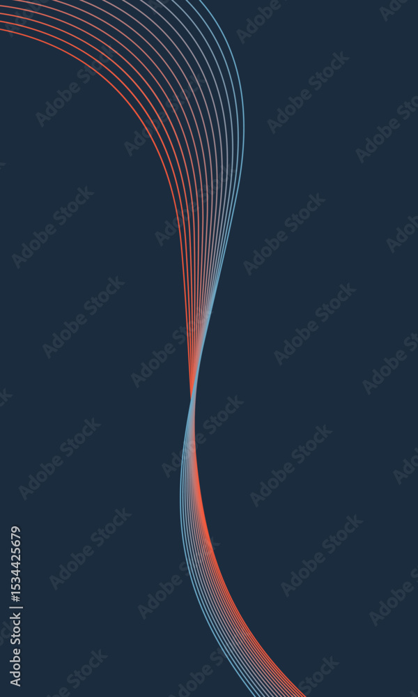 Poster abstract glowing wave lines on dark blue background. dynamic wave pattern. modern flowing wavy lines