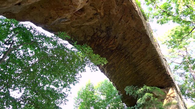 Looking up at Natural Bridge in Kentucky 4k
