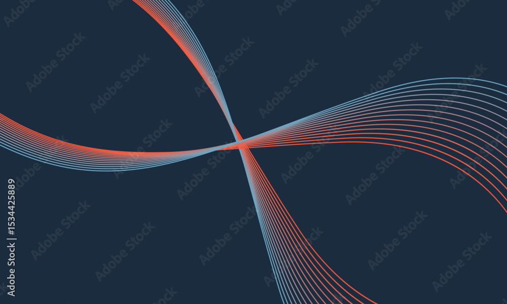 Aufkleber abstract glowing wave lines on dark blue background. dynamic wave pattern. modern flowing wavy lines