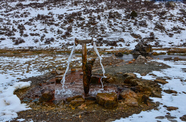 Bjni mineral water spring in Hrazdan river gorge (Kotayk province, Armenia)
