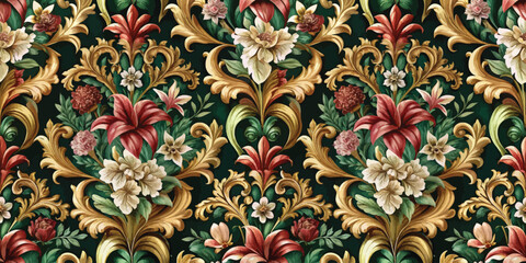 Vibrant floral wallpaper pattern bursting with colors and intricate designs.