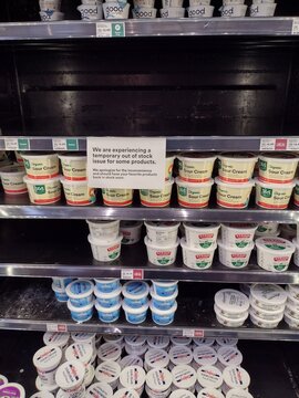 Illustrative Editorial Food Out of Stock Note at Whole Foods Market after Cyberattack June 13, 2025, Napa, California	