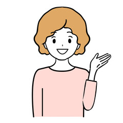 Illustration of a young woman smiling and explaining