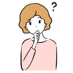 illustration of young woman with question.