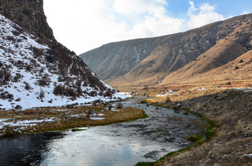 Hrazdan river entering Bjni valley in  Kotayk province, Armenia