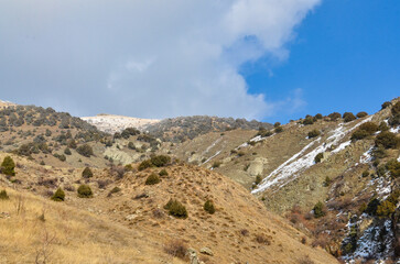 clouds over top of Solak mountain in winter (Kotayk province, Armenia)	