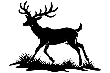 Fototapeta premium Majestic Running Deer Silhouette Elegant Black and White Wildlife Illustration