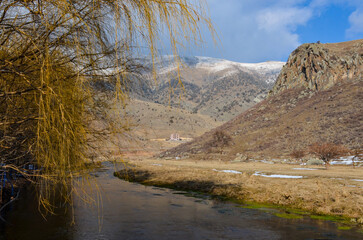 Hrazdan river in peaceful valley near Bjni village (Kotayk province, Armenia)	