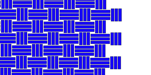 Blue Weave Pattern Showing Repetition Useful as Background. Minimal line Seamless geometric pattern with shapes. Decoration and maze ornament square wall tile. Blue rattan weave texture background.