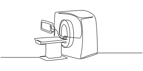 MRI machine. One line, CT Scanner continuous one line drawing minimalism design, Ct Scanner continuous one line drawing