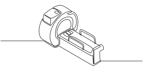 MRI machine. One line, CT Scanner continuous one line drawing minimalism design, Ct Scanner continuous one line drawing