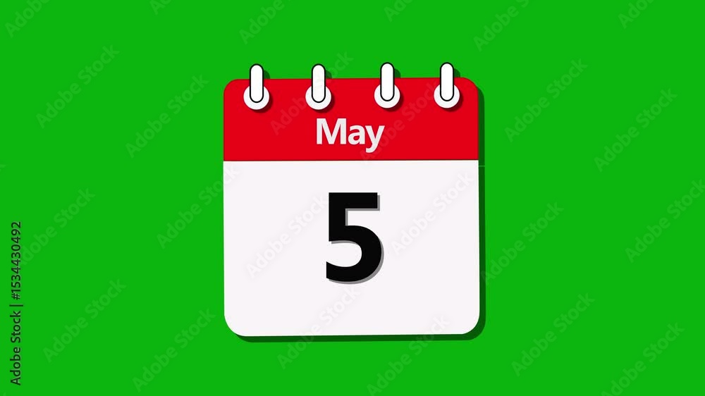 Poster date 5 may month of calendar icon animation. digital calendar month concept design animation 3d vide