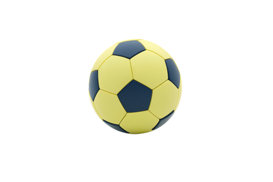 High-Resolution Soccer Ball PNG Yellow and Navy Blue Design, Perfect for Sports Websites and Graphics