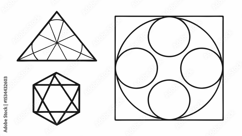 Poster simple abstract geometric shapes set design elements triangle hexagon circle square pattern graphic