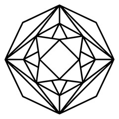 Polygon Jewel Outline Illustration
