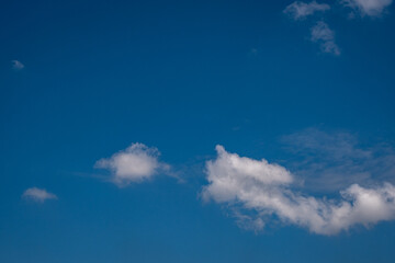 white cumulus clouds in blue sky.