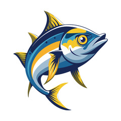 Funny cartoon fish vector illustration for your underwater nature and fishing design