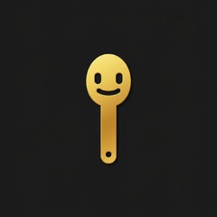 Smiling Yellow Spoon with Friendly Face on Black Background