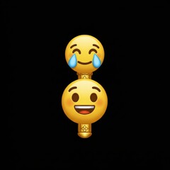 Double Emoji Face Keychain with Laughing and Crying Smiling Face