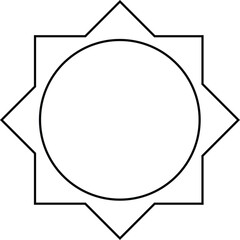 Geometric Star Circle Frame Outline for Design and Decoration
