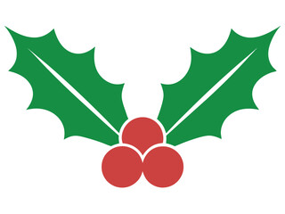 Christmas holly berry flat vector illustration icons set ,Cartoon holly leaves and berries
