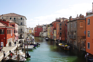 Old canals and streets in Chioggia, Italy