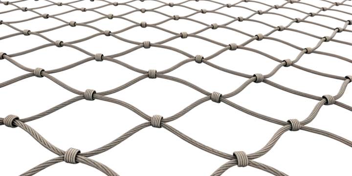 Abstract background of interwoven gray ropes forming a complex network pattern