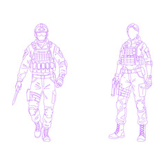 special forces soldier lineart illustration