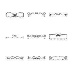 Collection of Nine Hand Drawn Decorative Dividers with Bows and Floral Elements