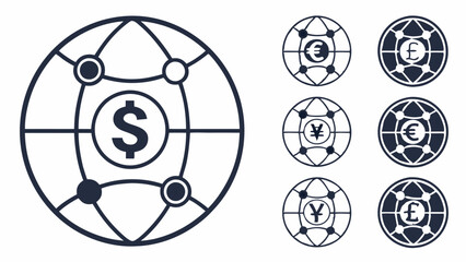 Global Finance Network World Globe Currency Symbols International Business Economy Connections