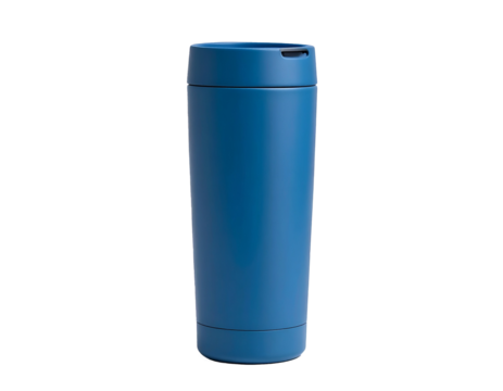 Close up of a Matte Blue Tumbler Isolated on Transparent Background