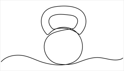Obraz premium Kettlebell continuous line art drawing. Kettlebell one line icon. Vector illustration. Continuous one line drawing kettlebell for exercise. Gym, fitness concept.