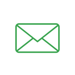 Green envelope icon in minimalist design on white background  