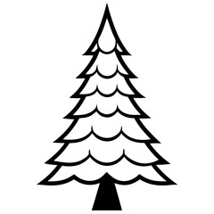 Obraz premium Black Line Art Symmetrical Fir Tree Cone Shape vector 3